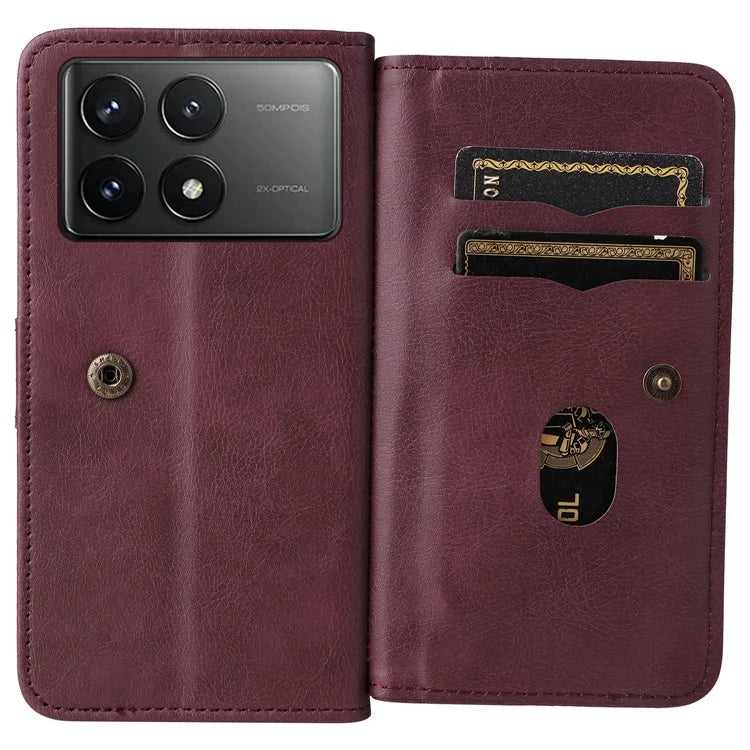 KT Multi-Functional Series-1 For Xiaomi Redmi K70 5G / K70 Pro 5G / Poco F6 Pro 5G Leather Case 10 Card Slots