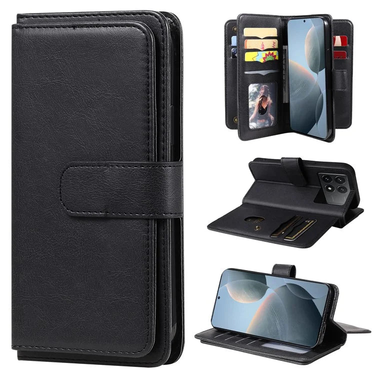 KT Multi-Functional Series-1 For Xiaomi Redmi K70 5G / K70 Pro 5G / Poco F6 Pro 5G Leather Case 10 Card Slots