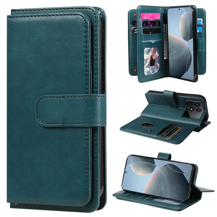 KT Multi-Functional Series-1 For Xiaomi Redmi K70 5G / K70 Pro 5G / Poco F6 Pro 5G Leather Case 10 Card Slots