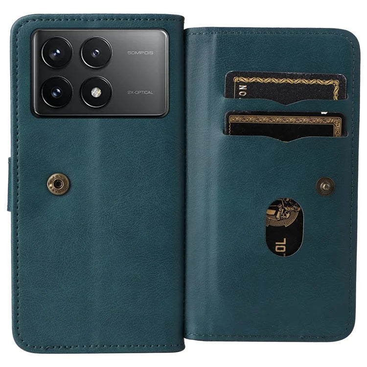KT Multi-Functional Series-1 For Xiaomi Redmi K70 5G / K70 Pro 5G / Poco F6 Pro 5G Leather Case 10 Card Slots