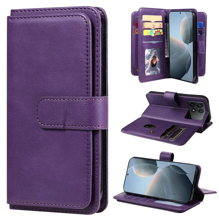 KT Multi-Functional Series-1 For Xiaomi Redmi K70 5G / K70 Pro 5G / Poco F6 Pro 5G Leather Case 10 Card Slots