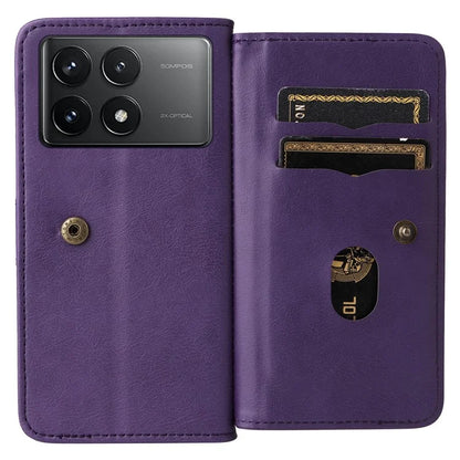 KT Multi-Functional Series-1 For Xiaomi Redmi K70 5G / K70 Pro 5G / Poco F6 Pro 5G Leather Case 10 Card Slots