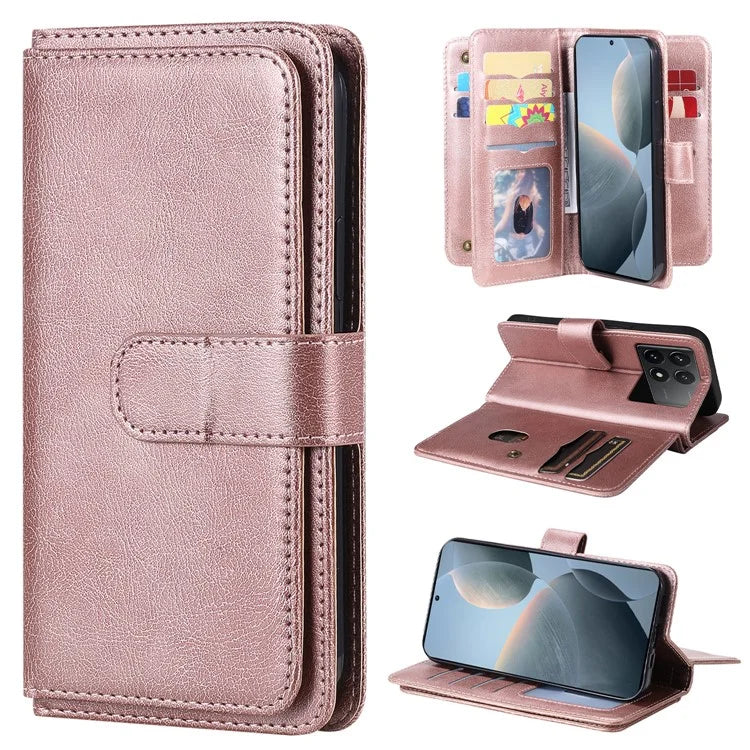 KT Multi-Functional Series-1 For Xiaomi Redmi K70 5G / K70 Pro 5G / Poco F6 Pro 5G Leather Case 10 Card Slots