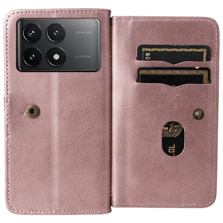 KT Multi-Functional Series-1 For Xiaomi Redmi K70 5G / K70 Pro 5G / Poco F6 Pro 5G Leather Case 10 Card Slots