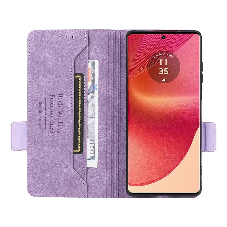 For Motorola Edge 50 Fusion 5G Wallet Case Hardware Decor Leather Phone Cover