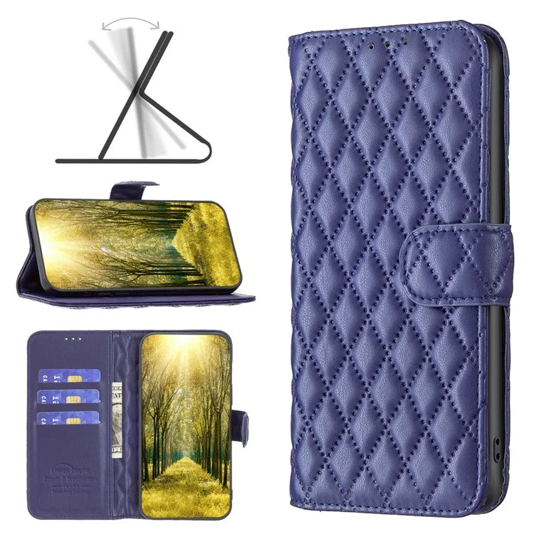 BINFEN COLOR BF Style-14 For HMD Pulse Pro Leather Case Rhombus Wallet Flip Phone Cover