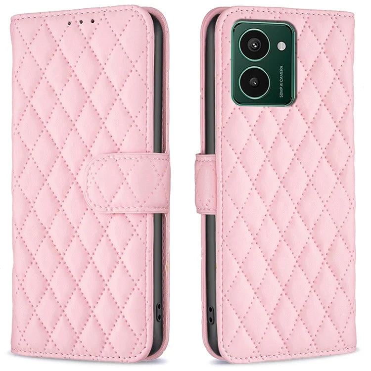 BINFEN COLOR BF Style-14 For HMD Pulse Pro Leather Case Rhombus Wallet Flip Phone Cover