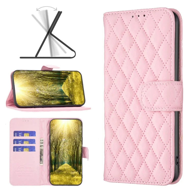 BINFEN COLOR BF Style-14 For HMD Pulse Pro Leather Case Rhombus Wallet Flip Phone Cover