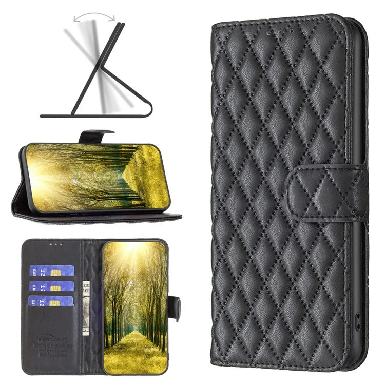 BINFEN COLOR BF Style-14 For HMD Pulse Pro Leather Case Rhombus Wallet Flip Phone Cover