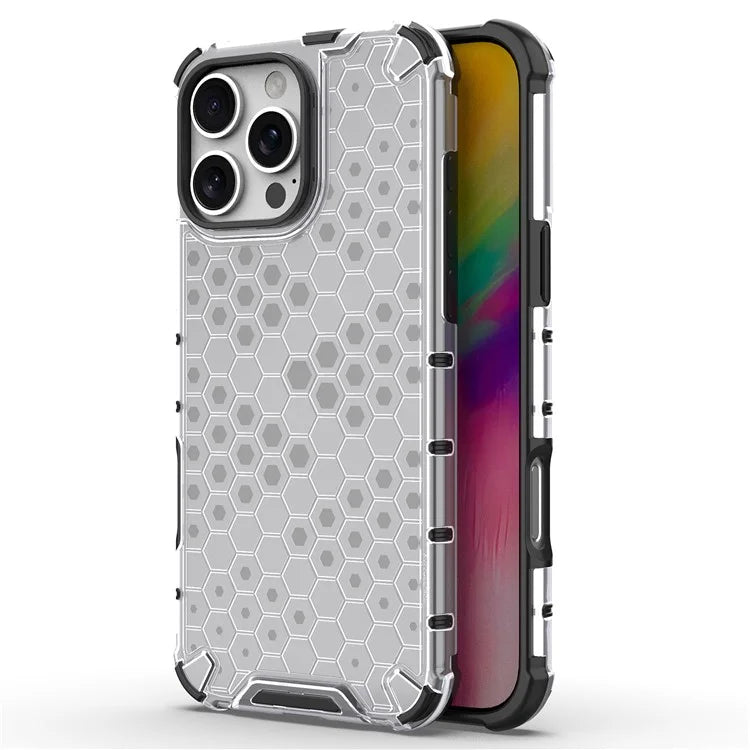 For iPhone 16 Pro Max Case PC+TPU Phone Cover Honeycomb Shape