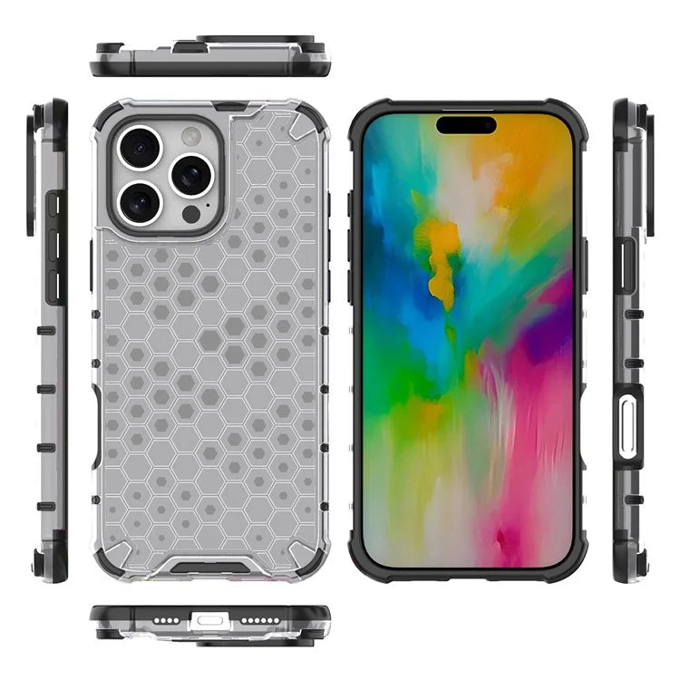 For iPhone 16 Pro Max Case PC+TPU Phone Cover Honeycomb Shape