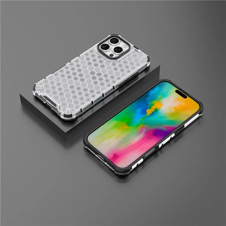 For iPhone 16 Pro Max Case PC+TPU Phone Cover Honeycomb Shape