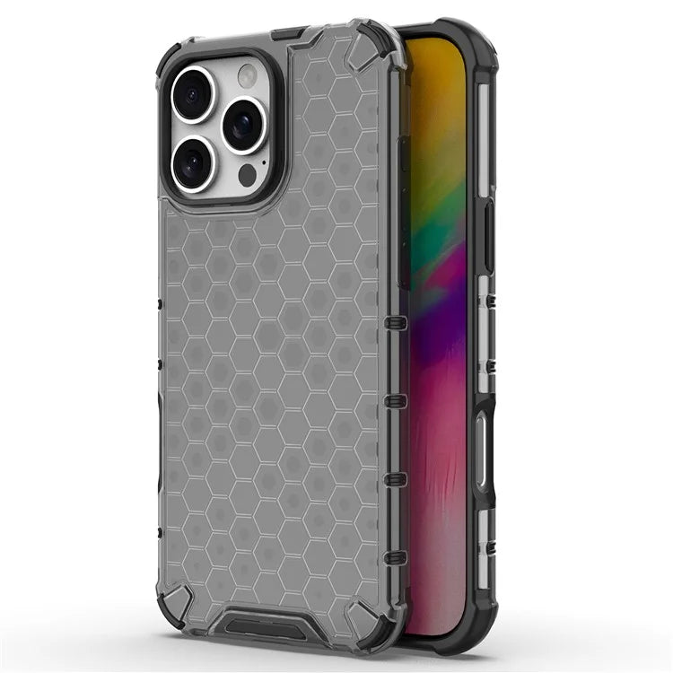 For iPhone 16 Pro Max Case PC+TPU Phone Cover Honeycomb Shape