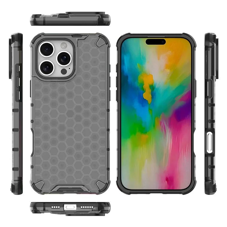 For iPhone 16 Pro Max Case PC+TPU Phone Cover Honeycomb Shape