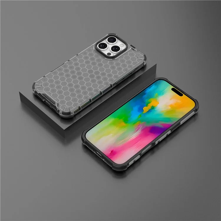 For iPhone 16 Pro Max Case PC+TPU Phone Cover Honeycomb Shape