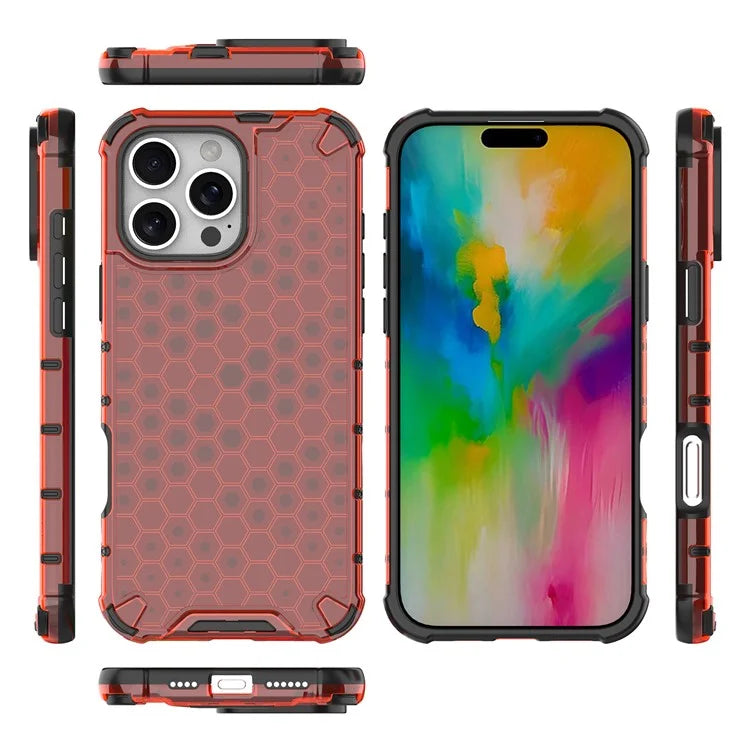 For iPhone 16 Pro Max Case PC+TPU Phone Cover Honeycomb Shape