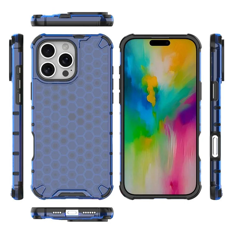 For iPhone 16 Pro Max Case PC+TPU Phone Cover Honeycomb Shape