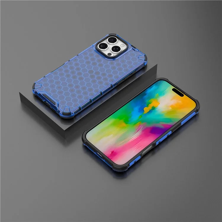 For iPhone 16 Pro Max Case PC+TPU Phone Cover Honeycomb Shape