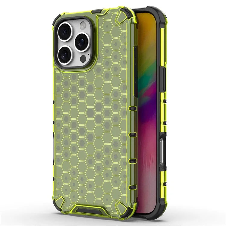 For iPhone 16 Pro Max Case PC+TPU Phone Cover Honeycomb Shape
