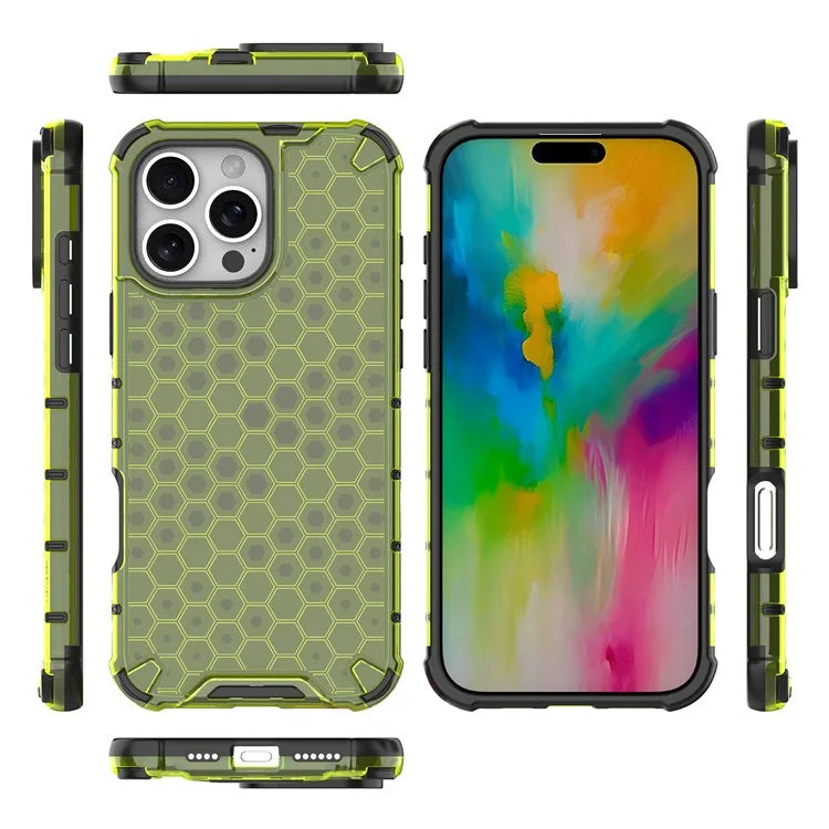 For iPhone 16 Pro Max Case PC+TPU Phone Cover Honeycomb Shape