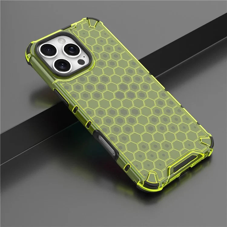 For iPhone 16 Pro Max Case PC+TPU Phone Cover Honeycomb Shape