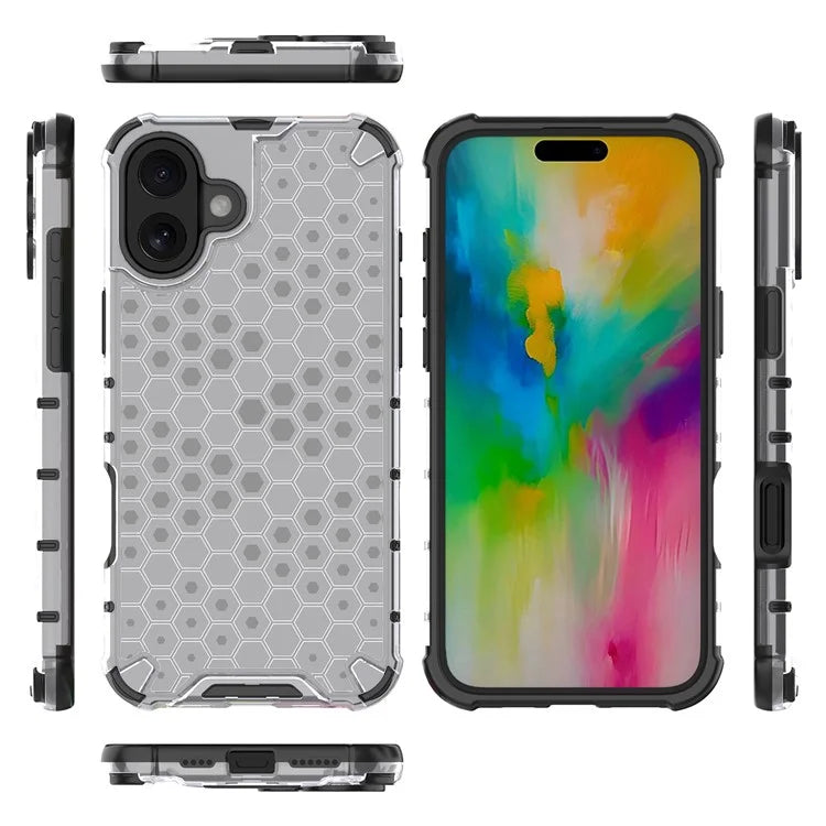 For iPhone 16 Plus Case Honeycomb Shape PC+TPU Phone Case