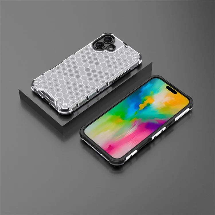 For iPhone 16 Plus Case Honeycomb Shape PC+TPU Phone Case