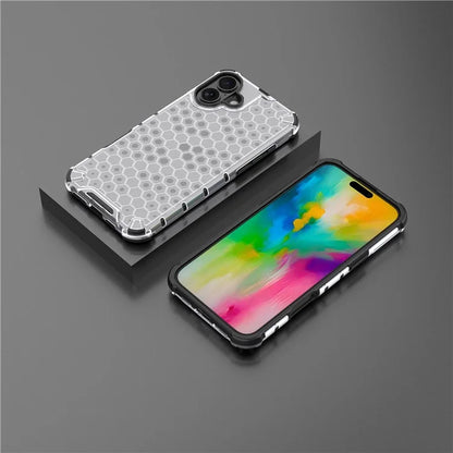For iPhone 16 Plus Case Honeycomb Shape PC+TPU Phone Case