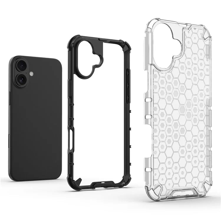 For iPhone 16 Plus Case Honeycomb Shape PC+TPU Phone Case