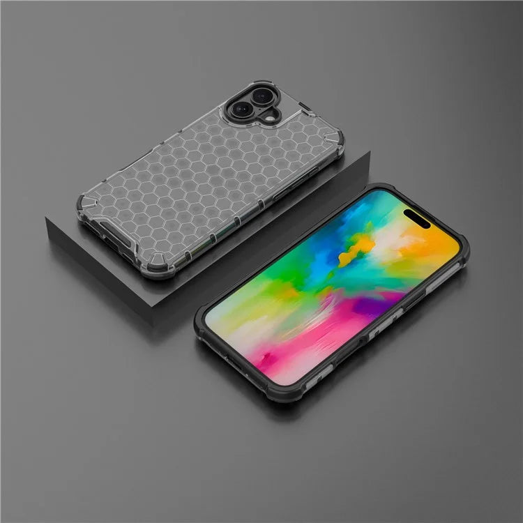 For iPhone 16 Plus Case Honeycomb Shape PC+TPU Phone Case