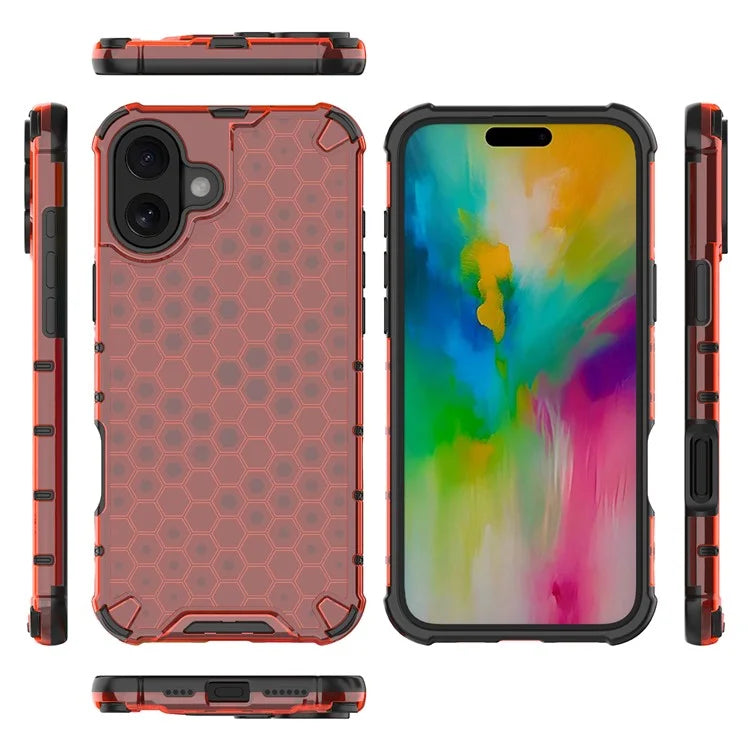 For iPhone 16 Plus Case Honeycomb Shape PC+TPU Phone Case