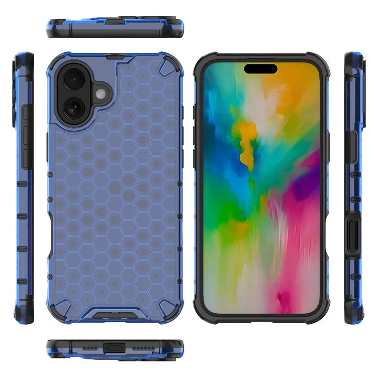 For iPhone 16 Plus Case Honeycomb Shape PC+TPU Phone Case