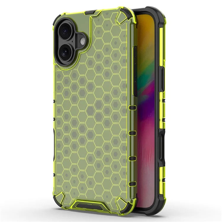 For iPhone 16 Plus Case Honeycomb Shape PC+TPU Phone Case