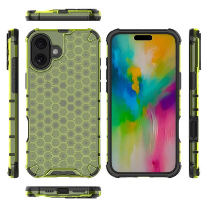 For iPhone 16 Plus Case Honeycomb Shape PC+TPU Phone Case