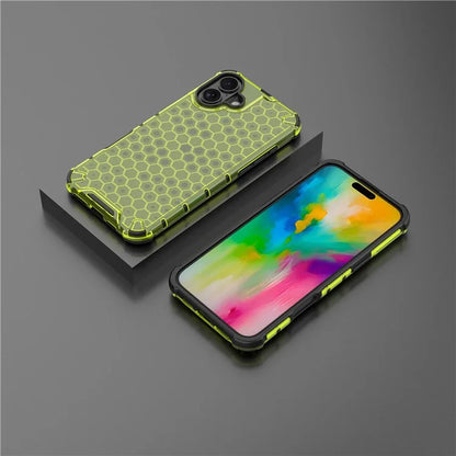 For iPhone 16 Plus Case Honeycomb Shape PC+TPU Phone Case