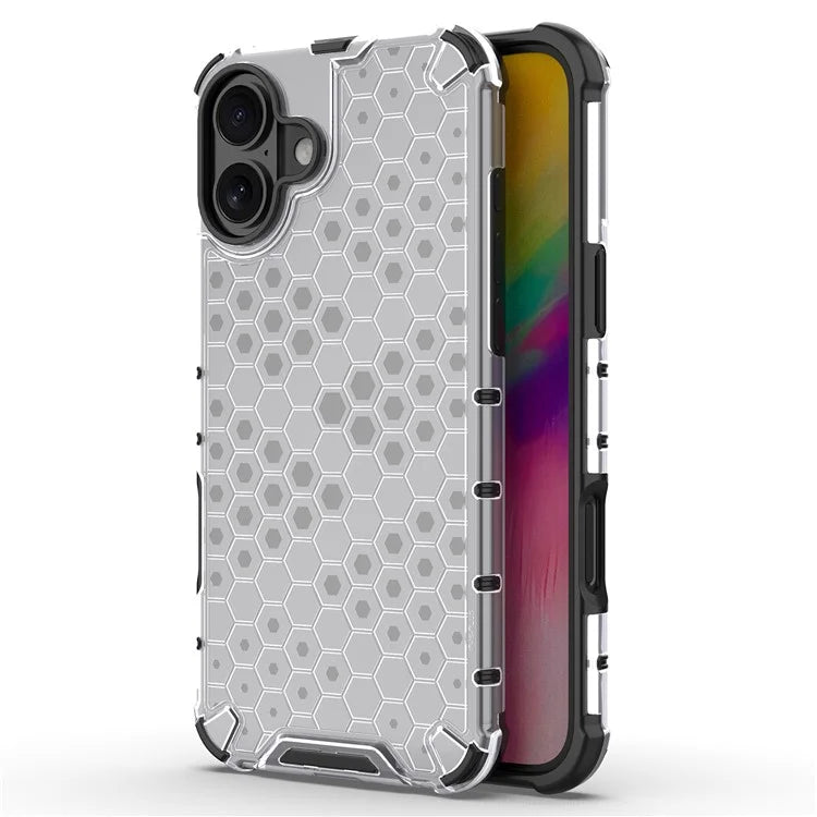 For iPhone 16 Case Anti-Drop PC+TPU Phone Cover Honeycomb Shape