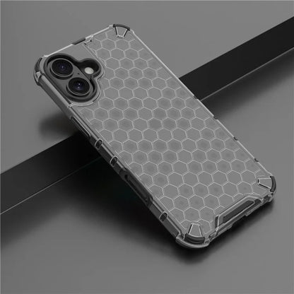 For iPhone 16 Case Anti-Drop PC+TPU Phone Cover Honeycomb Shape