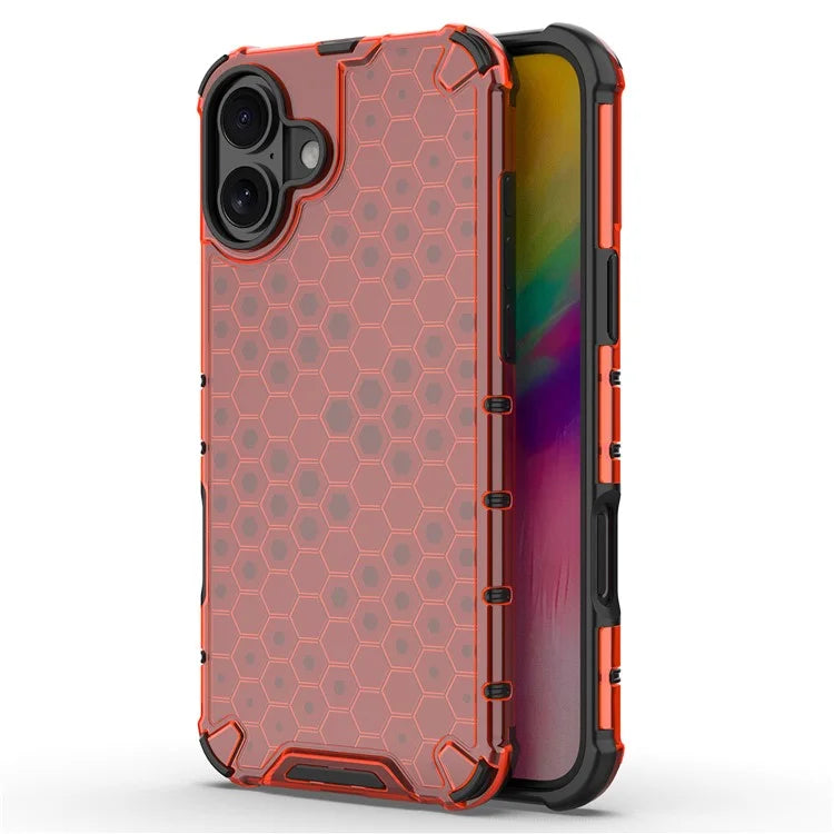 For iPhone 16 Case Anti-Drop PC+TPU Phone Cover Honeycomb Shape