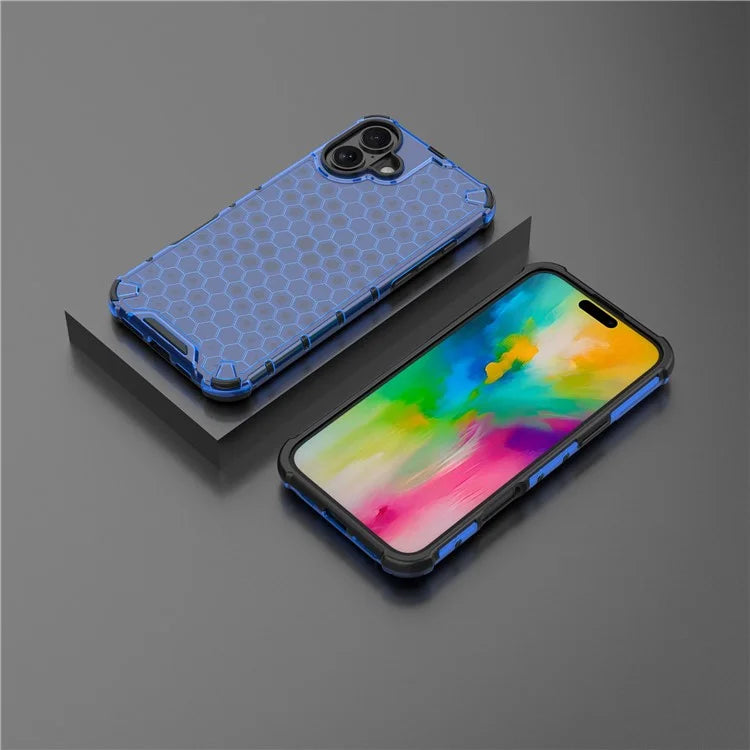For iPhone 16 Case Anti-Drop PC+TPU Phone Cover Honeycomb Shape