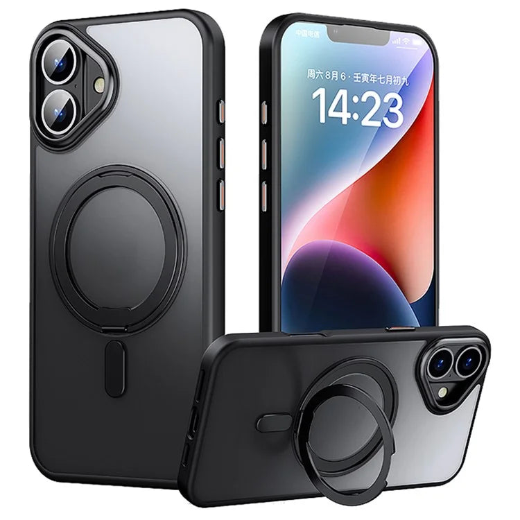 For iPhone 16 Plus Magnetic Case Kickstand Matte Hybrid Phone Cover