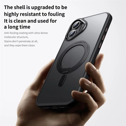 For iPhone 16 Plus Magnetic Case Kickstand Matte Hybrid Phone Cover