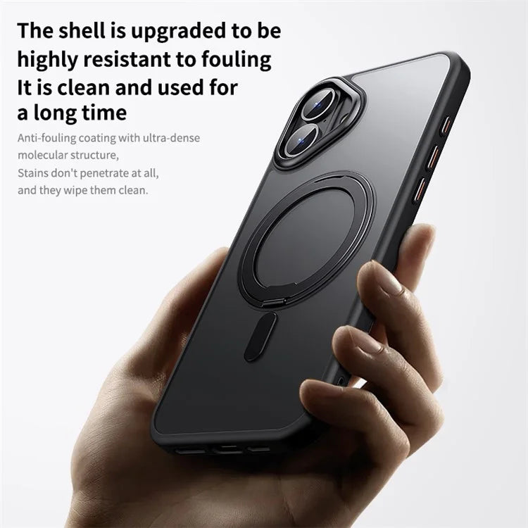 For iPhone 16 Plus Magnetic Case Kickstand Matte Hybrid Phone Cover