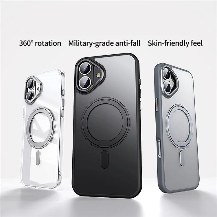 For iPhone 16 Plus Magnetic Case Kickstand Matte Hybrid Phone Cover