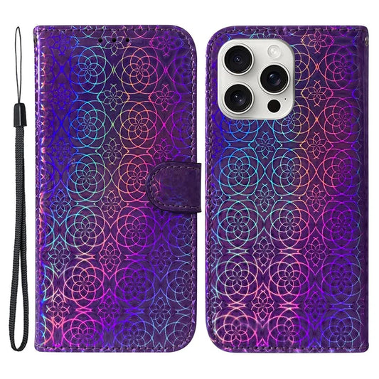For iPhone 16 Pro Max Case Dazzling Flower Anti-Drop Leather Phone Cover
