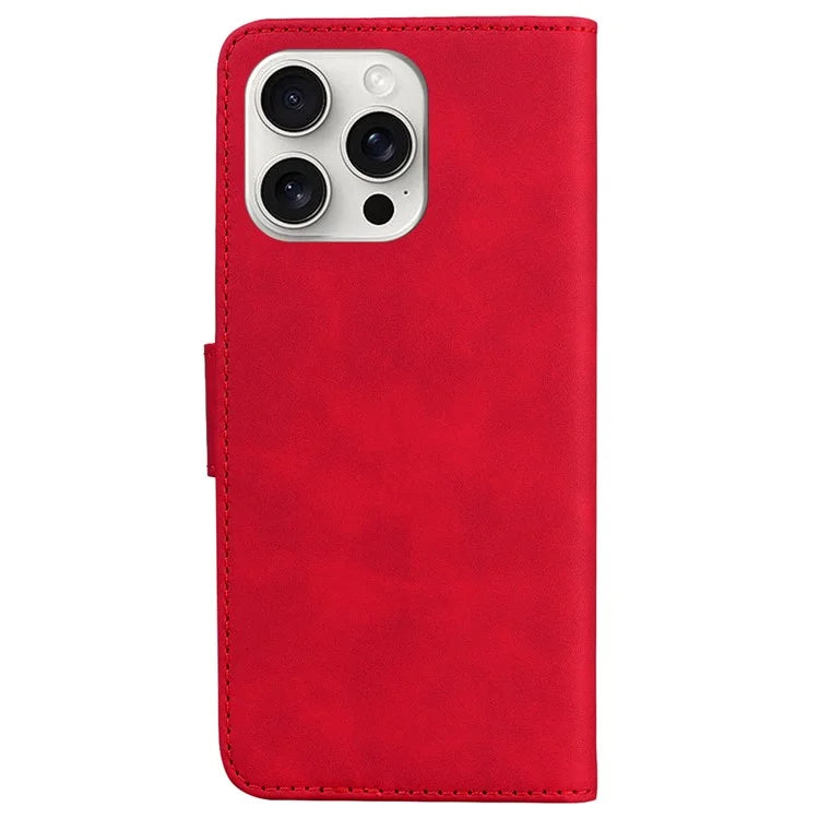 For iPhone 16 Pro Max Case Solid Color PU Leather Stand Phone Cover