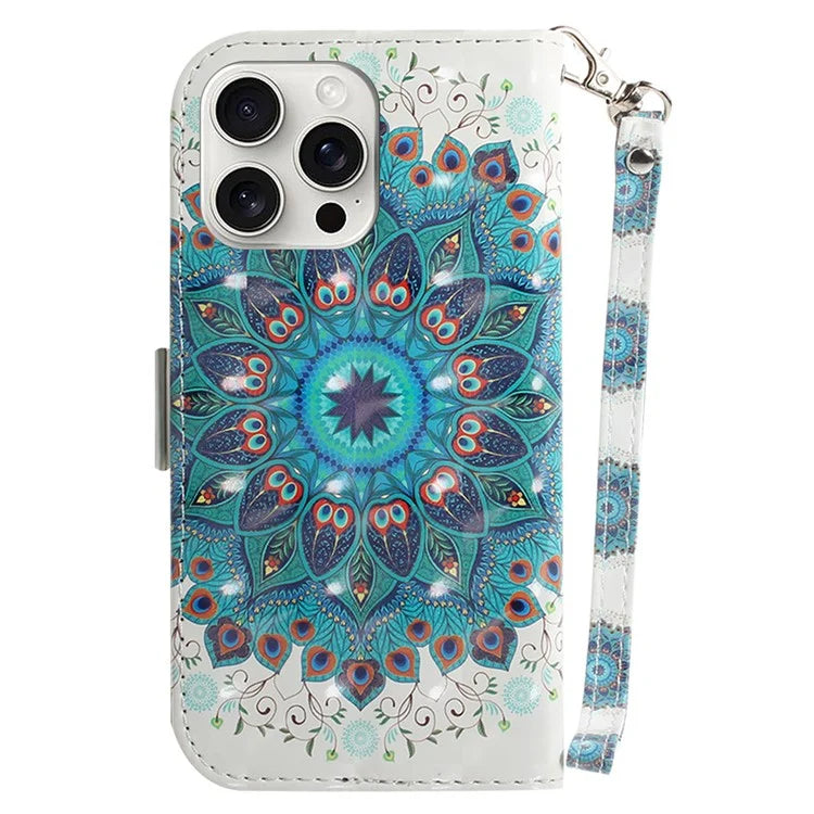 For iPhone 16 Pro Max Wallet Case 3D Pattern Print Leather Phone Cover