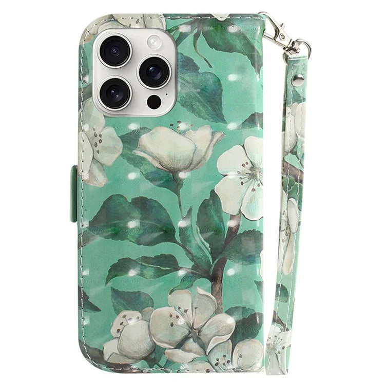 For iPhone 16 Pro Max Wallet Case 3D Pattern Print Leather Phone Cover