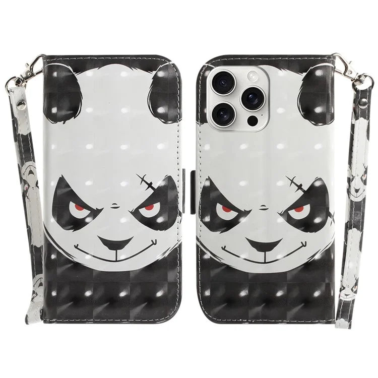 For iPhone 16 Pro Max Wallet Case 3D Pattern Print Leather Phone Cover