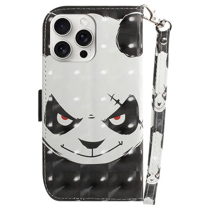 For iPhone 16 Pro Max Wallet Case 3D Pattern Print Leather Phone Cover