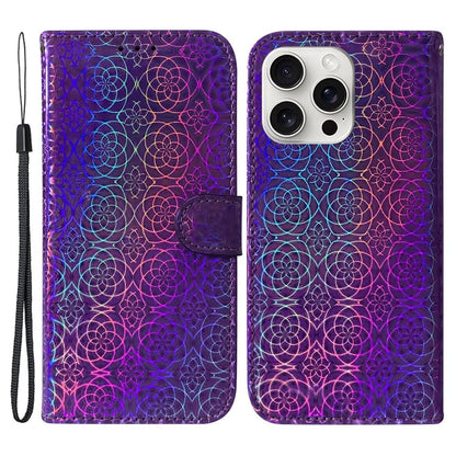 For iPhone 16 Pro Case Dazzling Flower Anti-Drop Leather Phone Cover
